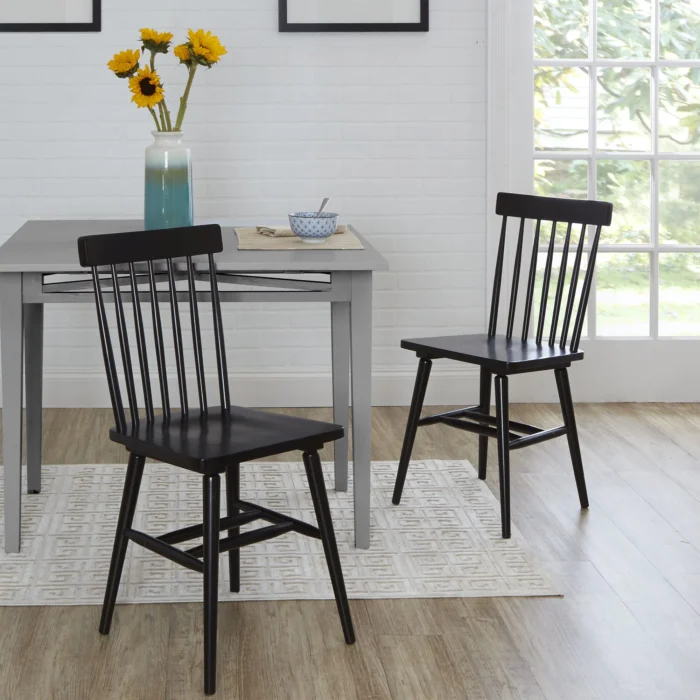 Better Homes & Gardens Gerald Classic Black Wood Dining Chairs, Set of 2 - Image 2