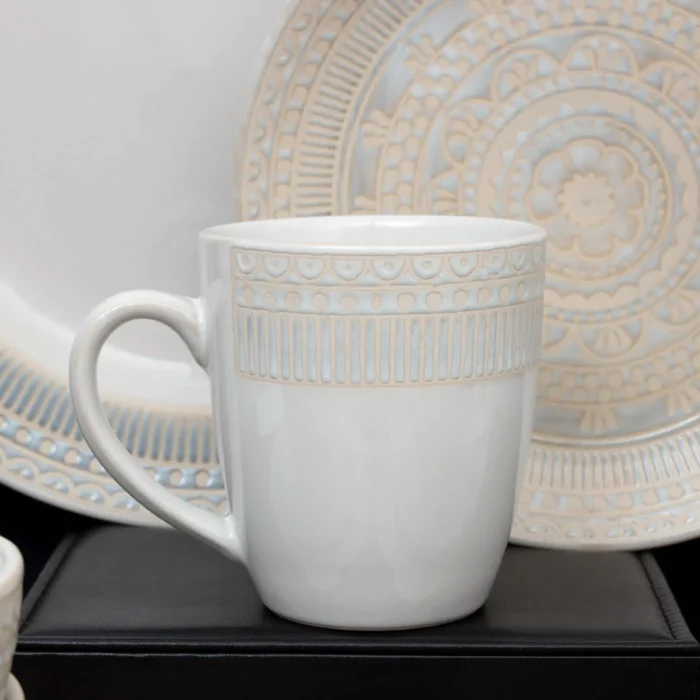 Royal Embossed Floral Breakfast Serving Set-16 Pcs - Image 2