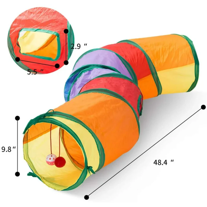 Carkira Cat Toy with Ball, Interactive Peek-a-Boo Colorful S Tunnel for Indoor Cats - Image 3