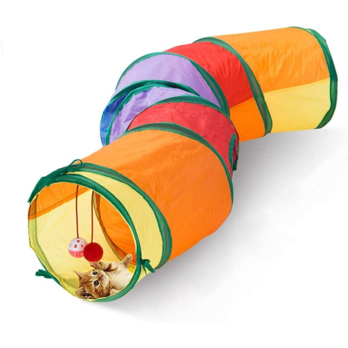 Carkira Cat Toy with Ball, Interactive Peek-a-Boo Colorful S Tunnel for Indoor Cats - Image 4