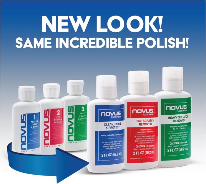 NOVUS-PK1-8 | Plastic Clean & Shine #1, Fine Scratch Remover #2, Heavy Scratch Remover #3 and Polish Mates Pack - Image 3