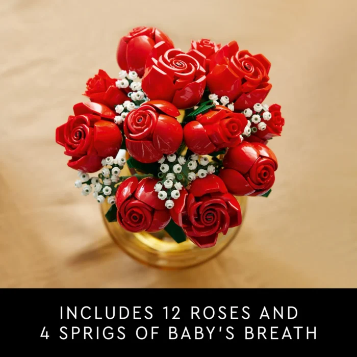LEGO Botanicals Bouquet of Roses Artificial Flowers - Fake Red Roses Building Set for Adults, Ages 18+ - DIY Kit for Home Decoration - Birthday or Anniversary Gift Idea - 10328 - Image 3