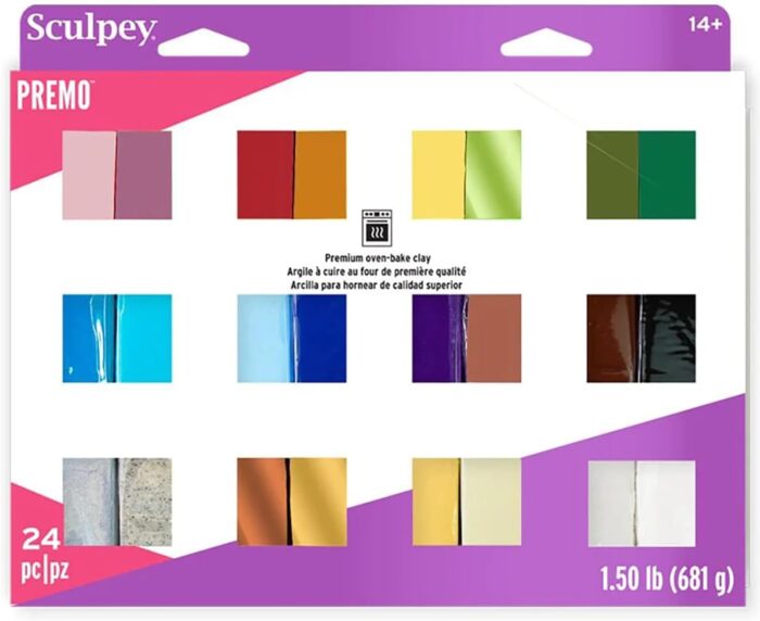 Sculpey Premo 24 Color sampler of Polymer Oven-Bake Clay, Non Toxic 1.5 lbs.