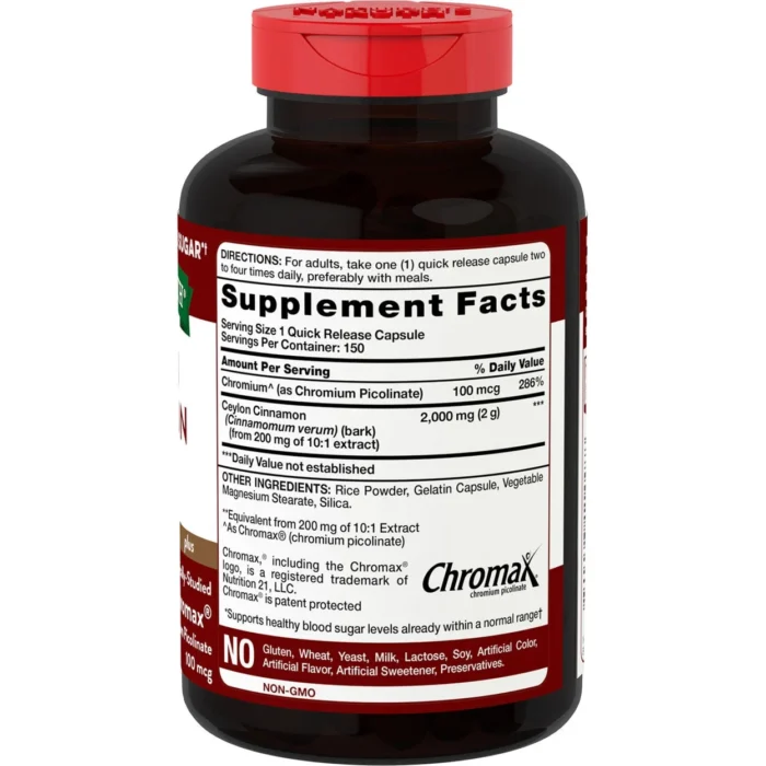 Nature's Truth Concentrated Ceylon Cinnamon 2,000 mg Capsules (150 ct.) - Image 2