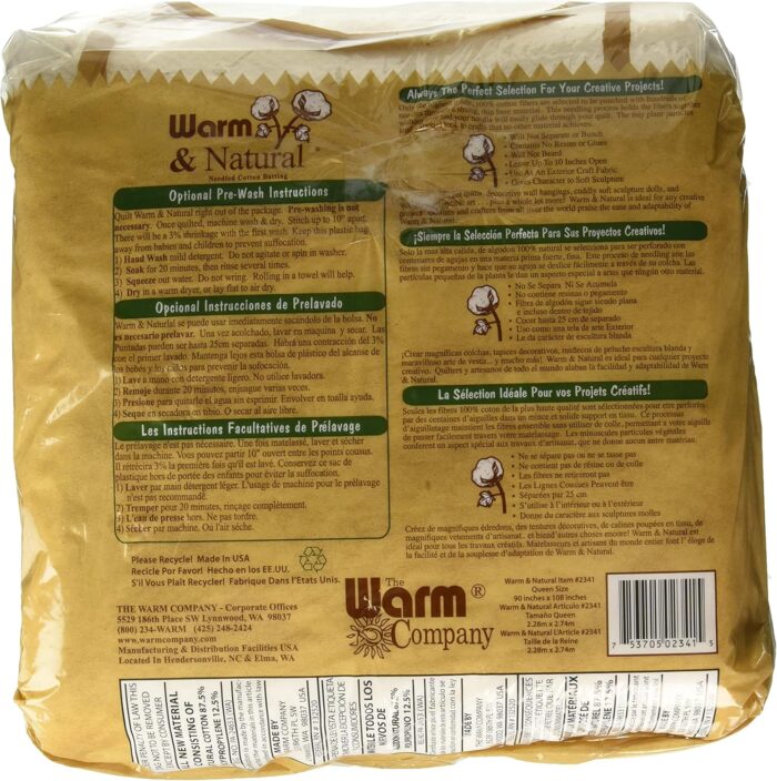 Warm & Natural Cotton Batting Queen Size 90"X108" 2341 - Image 2