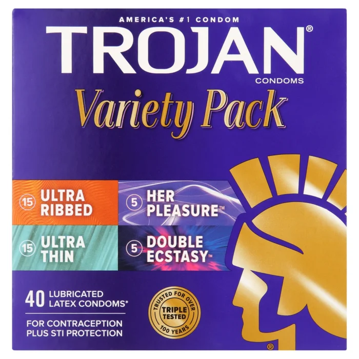 Trojan Lubricated Latex Variety Condom Pack 40 Count