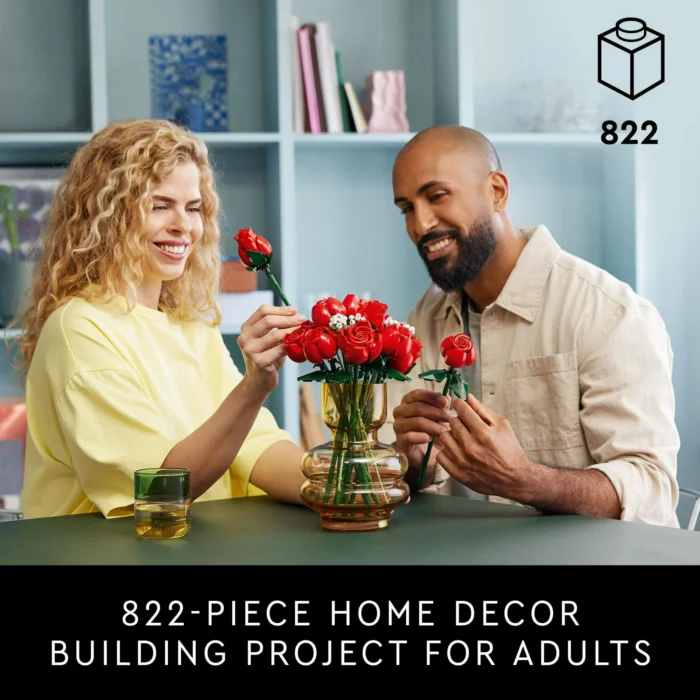 LEGO Botanicals Bouquet of Roses Artificial Flowers - Fake Red Roses Building Set for Adults, Ages 18+ - DIY Kit for Home Decoration - Birthday or Anniversary Gift Idea - 10328 - Image 2